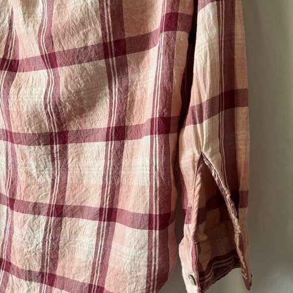 H&M Women’s Pink Plaid Long Sleeve Button Down Shirt Size 6 - Picture 4 of 6